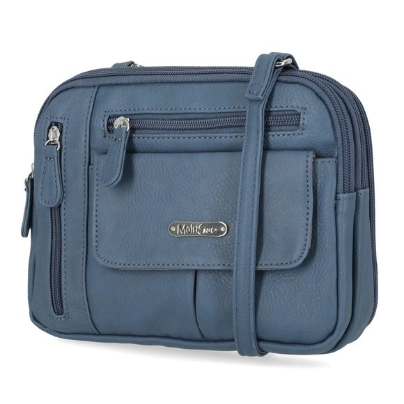 Ziy Triple Compartment Crossbody Bag, Denim ^-^ - Picture 1 of 7
